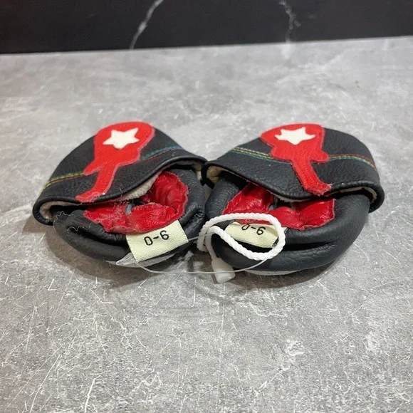 IEvolve Guitar Soft Leather Crib Shoes Black/Red Size 0-6 months - Picture 4 of 8
